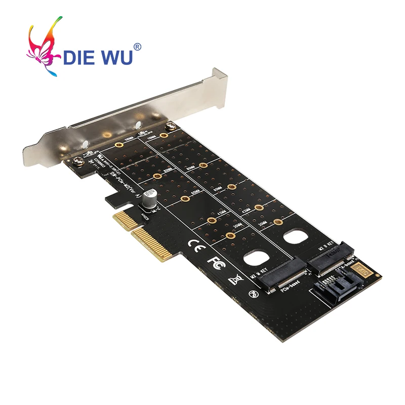 PCIe to M Key B Key SATA Port Expansion Converter Adapter PCI Express to M.2 NVMe SSD NGFF Riser Card Expansion Card TXB044