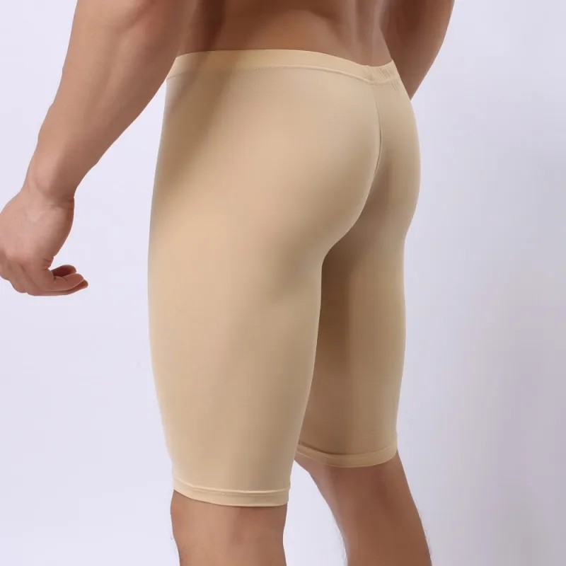 Men\'s Pajamas Ice Silk Ultra-thin Transparent Penis Pouch Sleep Bottom Body Sculpting Pants Leggings Sexy Male Nightie Sleepwear