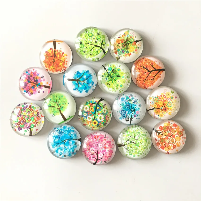 Free shipping (14pcs/lot)Fresh Tree Crystal Glass fridge magnet Cartoon message sticker refrigerator magnet Kitchen home Decor