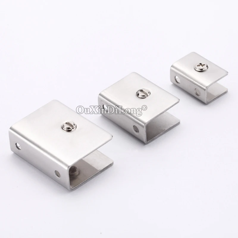 Brand New 20PCS Stainless Steel Glass Clamps Clips Glass Fixed Holder Brackets Shelf Support Connectors Silver Tone