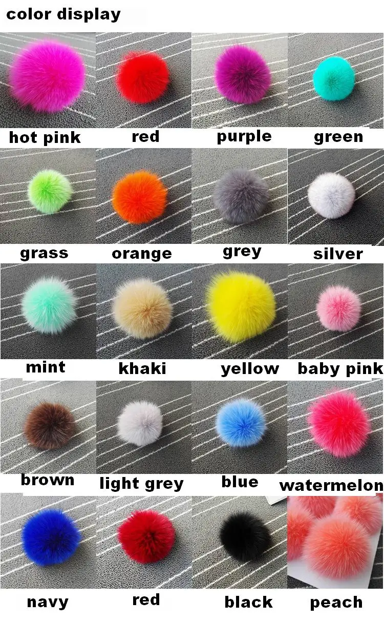 10pcs/lot 10cm Natural Real Fox Fur Ball Pom Poms Fluffy Fur Pompom DIY Women Kids Winter Hat Skullies Beanies Knitted Cap R12B