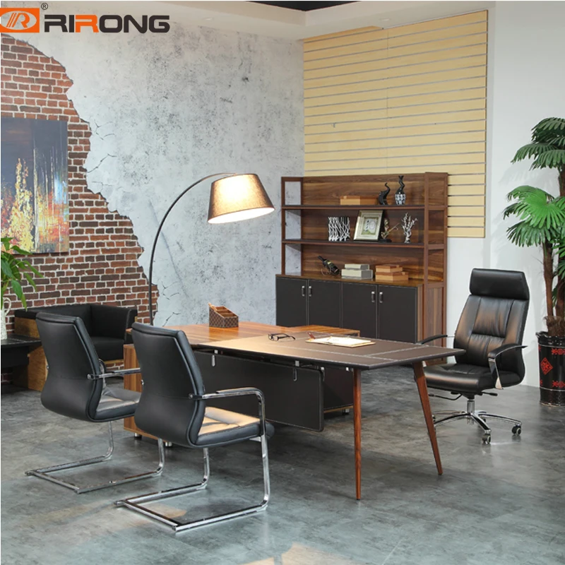 

Antique Loft Style Wooden Walnut Veneeer With Leather Antique Office Study Home Executive Ceo Table Desk