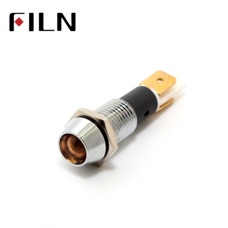 FILN 10mm 6v 24v 110v 220v indicator light red yellow blue white metal led computer signal lamp