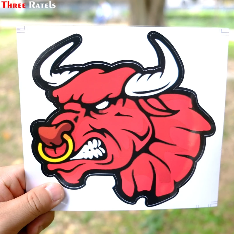 Three Ratels TZ-187 15.8*15cm 1-2 Pieces Angry Bull Head Red Vinyl Car Sticker Car Stickers