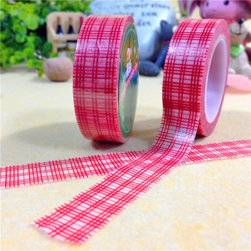 Free Shipping  washi christmas  paper  tape/15mm*10m red and black lattice diy making tape