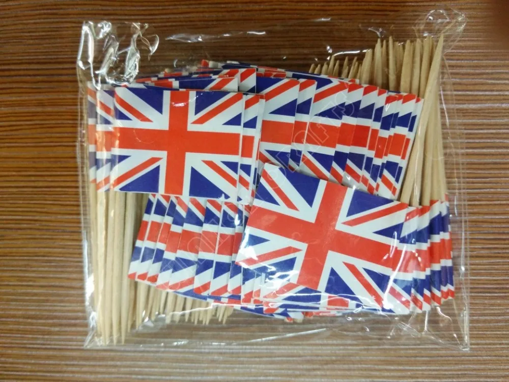 300Pcs Britain Toothpick Flags UK Paper flags Food Picks Cake Toothpicks GB Fruit Cocktail Sticks Decoration Toothpick Flag