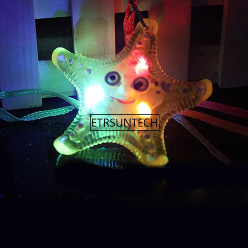 200pcs Starfish LED Flashing Necklace Pendants Kids Adults Glowing Favor Gift Toys Glow Party Supplies Christmas Navidad