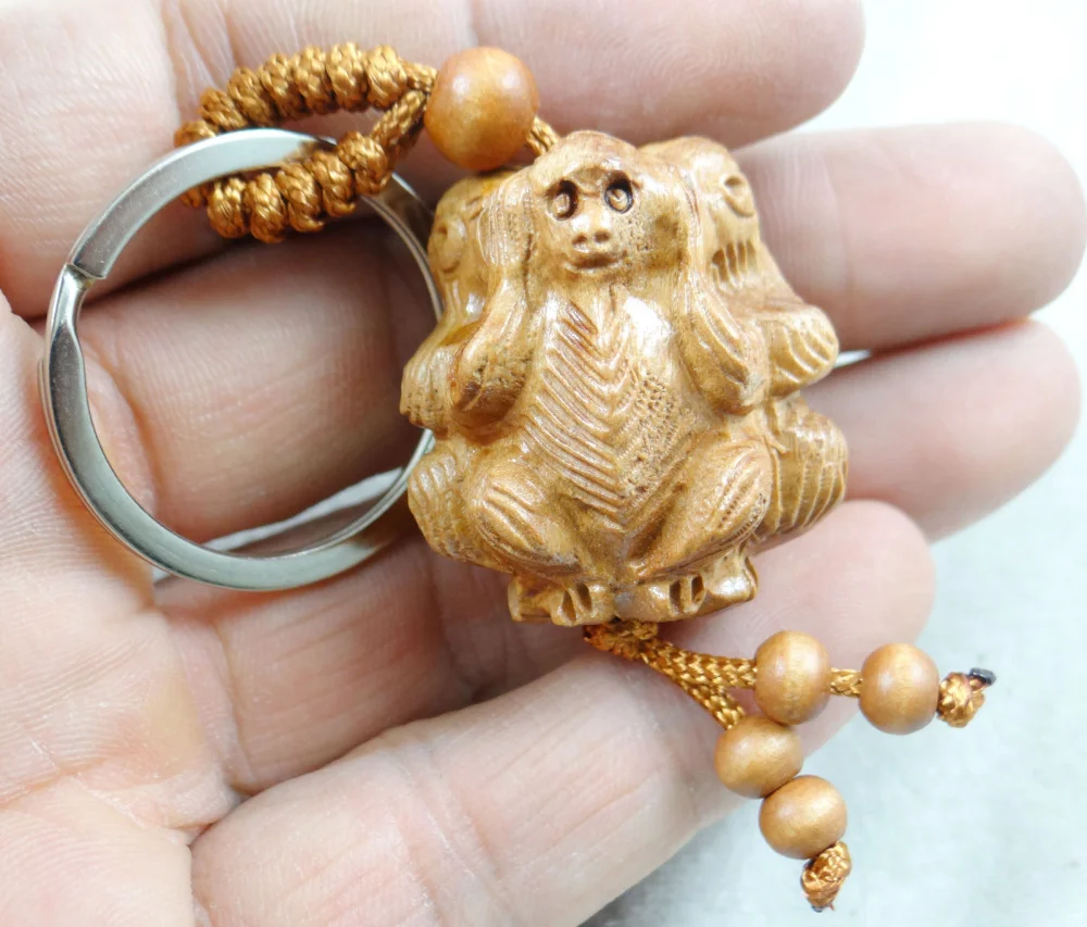 wholesale Mahonie Driedimensionale Monkey three brothers Sleutelhanger Sleutelhanger Accessories A25