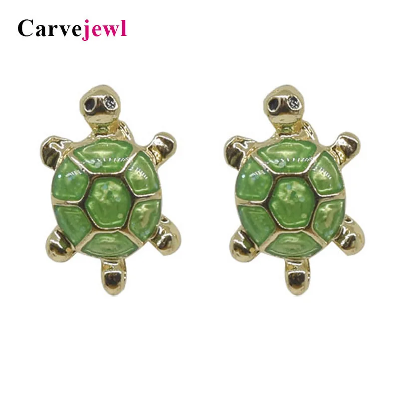 Carvejewl stud earrings hand painted enamel glaze earrings for women girl gift cute turtle earring jewelry tortoise stud new hot