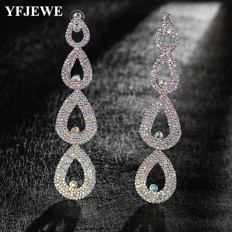 YFJEWE  Fashion Independent Design Multi Crystal Drop Dangle Earring For Women  Long Water Drop Earrings Bijoux Brinco E526