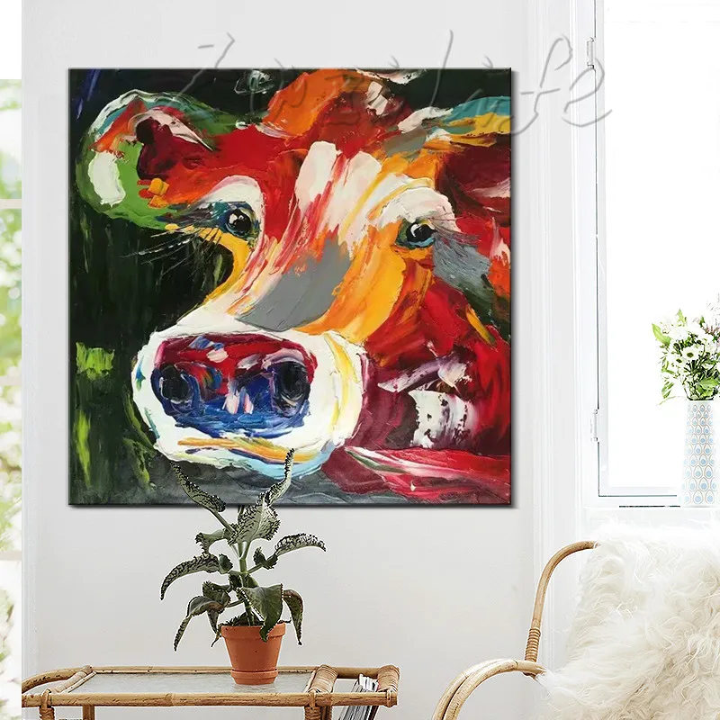 Hand Painted Original oil painting,cow painting,impasto,heavy texture,huge size,palette knife painting,Wall Art. Home Decor