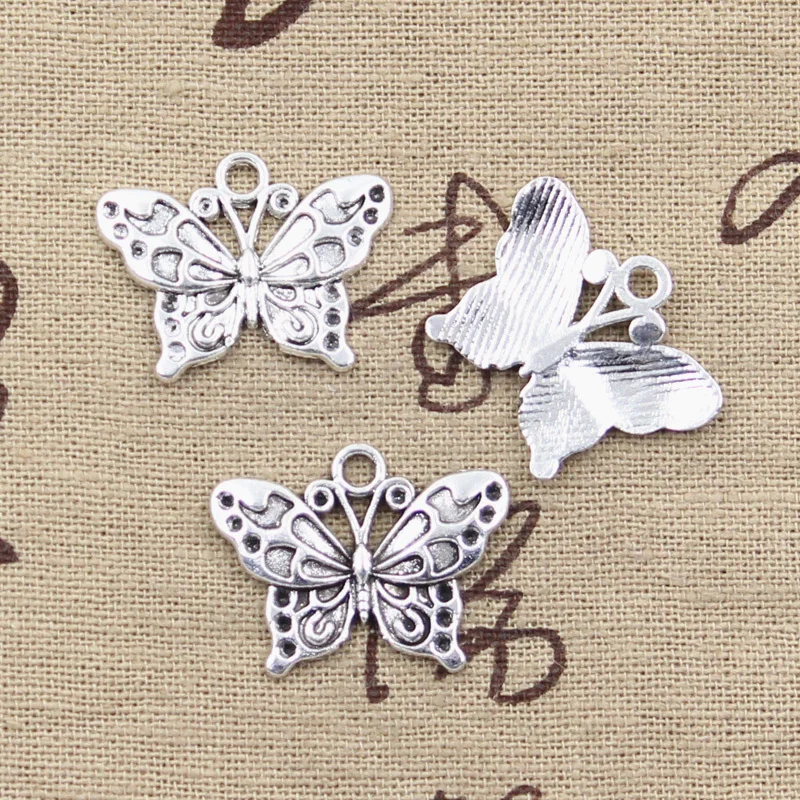 

15pcs Charms Butterfly 20x25mm Antique Bronze Silver Color Plated Pendants Making DIY Handmade Tibetan Silver Color Jewelry