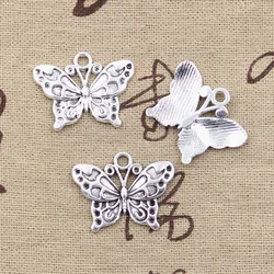 15pcs Charms Butterfly 20x25mm Antique Bronze Silver Color Plated Pendants Making DIY Handmade Tibetan Silver Color Jewelry