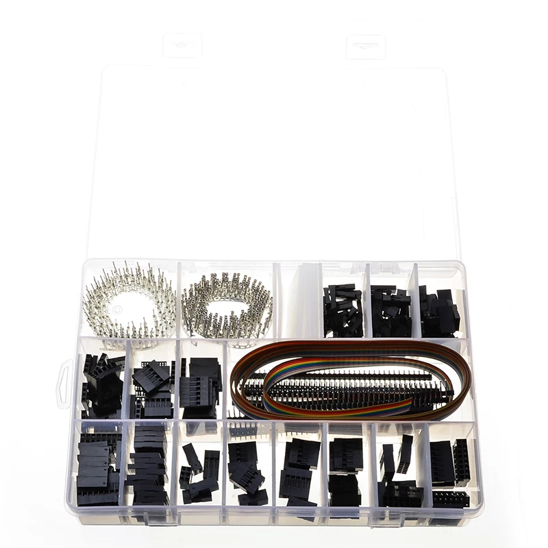 520PCS Wire Connectors Jumper Pin Housing Header PCB Headers Housing Terminals & Rainbow Color Flat Ribbon IDC Cable Kit