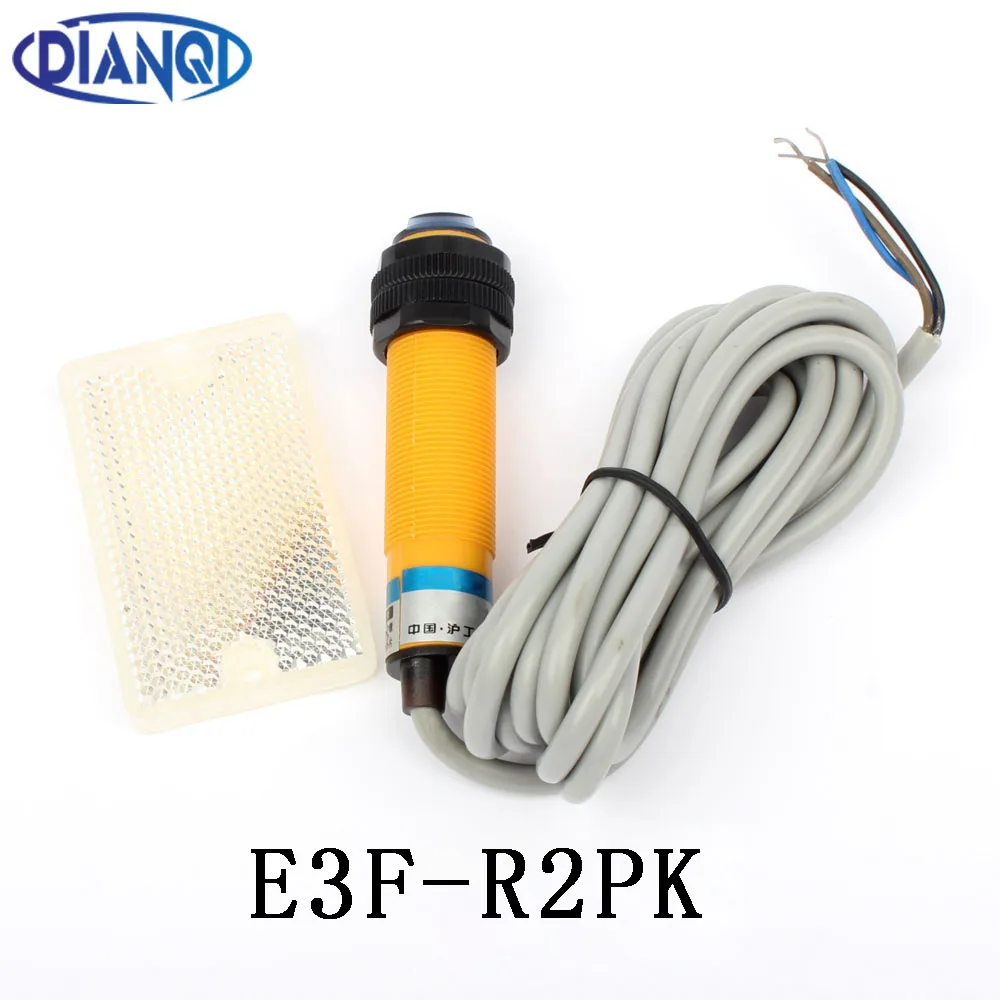 DIANQI ردود الفعل العاكسة الكهروضوئية التبديل الاستشعار E3F-R2PK تيار مستمر PNP لا قطر 18 مللي متر المسافة 2 متر محول