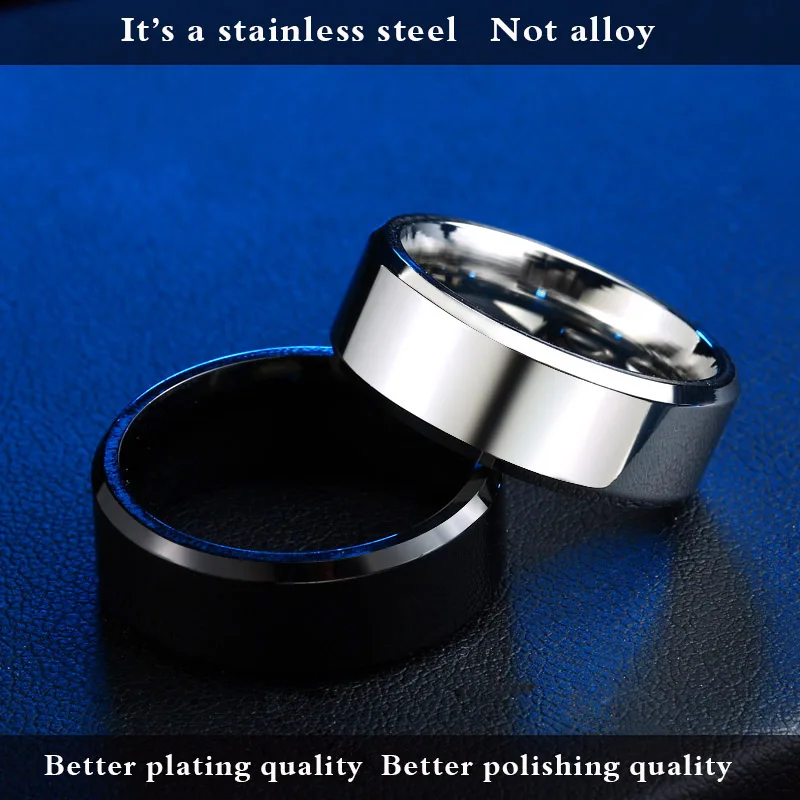 BEIER Silver Color Stainless Steel Hip hop Men ring High Polished Black Gold color Titanium Ring Fashion jewelry BR-R006