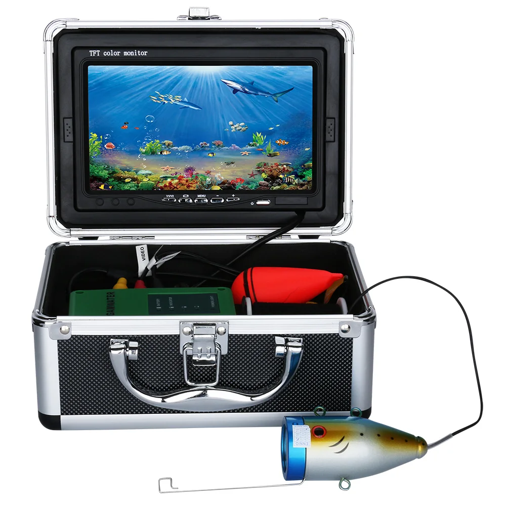 Kit de caméra vidéo de pêche sous-marine, lumières de lampe blanche LED, détecteur de poisson sous l\'eau, 20m, 7 pouces, 1000tvl, 12 pièces