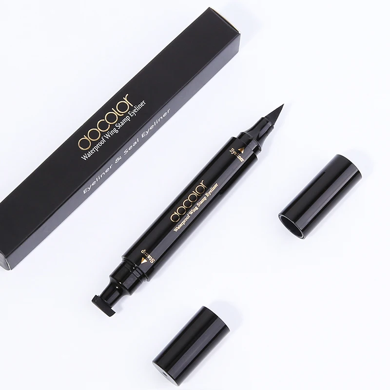 Docolor Black Liquid Eyeliner Stamp Marker Pencil Waterproof Stamp Double-ended Eye Liner Pen Cosmetic Eyeliner