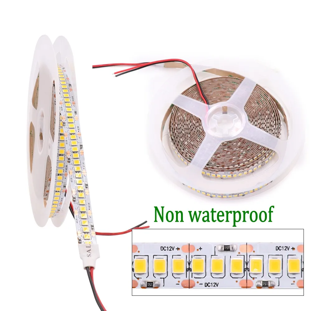 Taśma LED 5M 2835 SMD DC 12V 240 leds/m 300/600/1200 LEDs wodoodporna IP65 elastyczna wstążka taśma LED String światła zimny ciepły biały