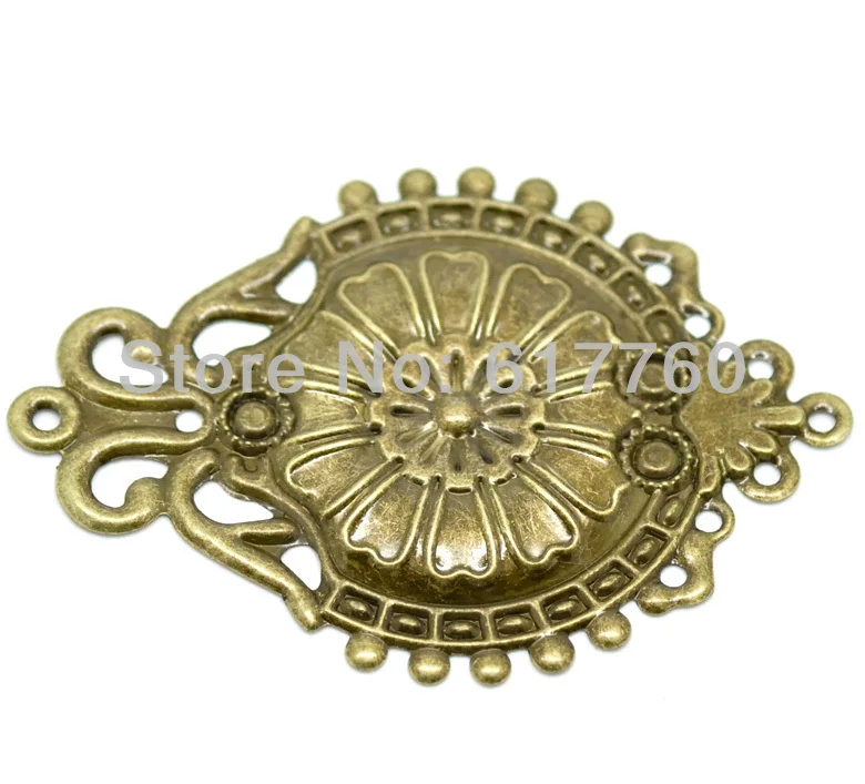 Free shipping-30PCs Antique Bronze Filigree Flower Wraps Connectors Embellishments Findings DIY 6.6x4.6cm(2-5/8\