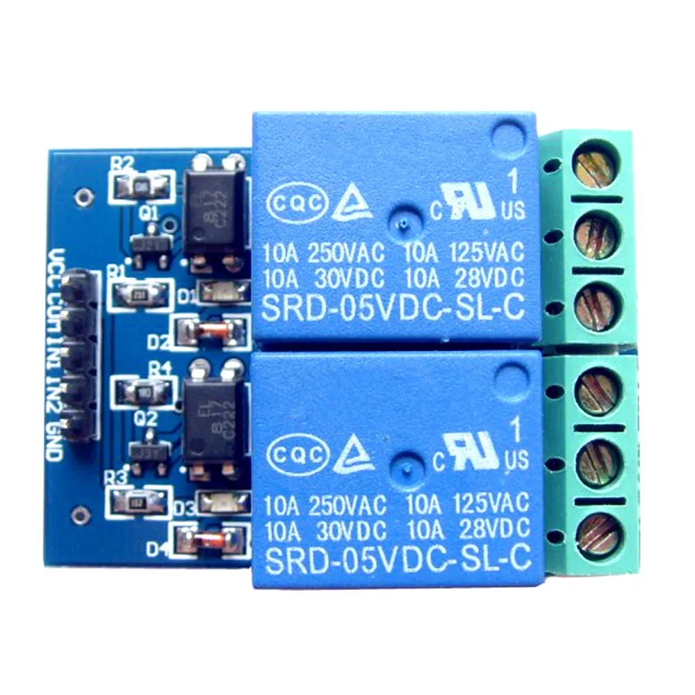 2-way relay module 5V 10A optocoupler isolated relay module