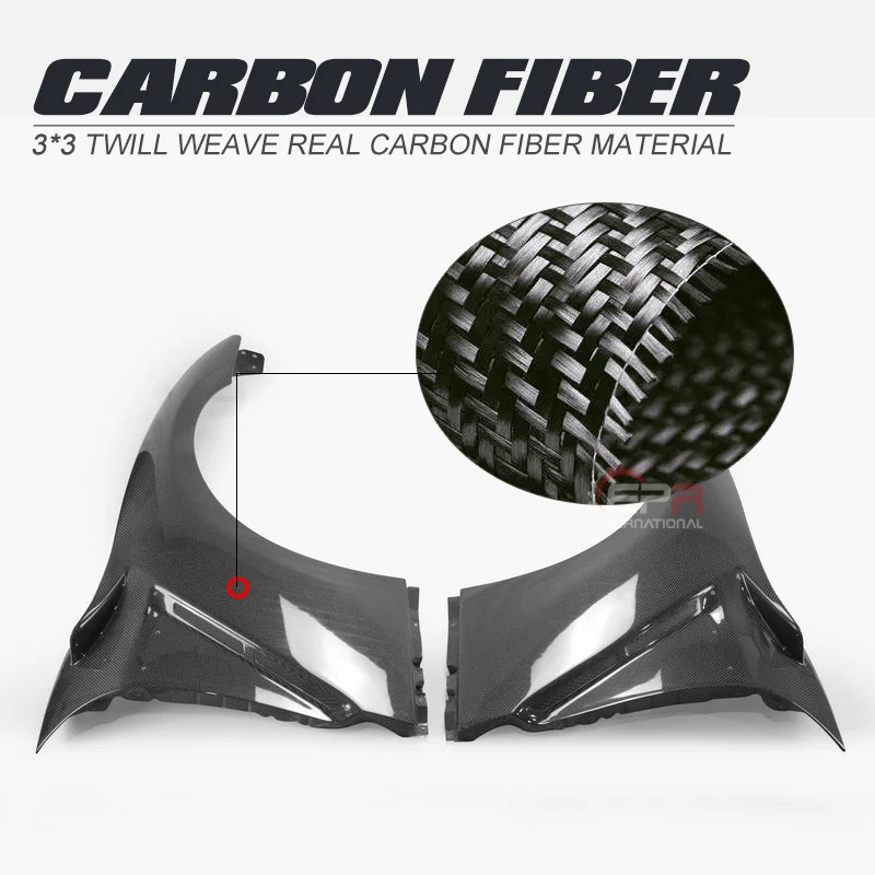 For Nissan 08-16 R35 GTR CBA DBA NI-Style Carbon Fiber Front Fender Glossy Finish Wheel Flare Arch Cover Fibre Drift Tuning Kit