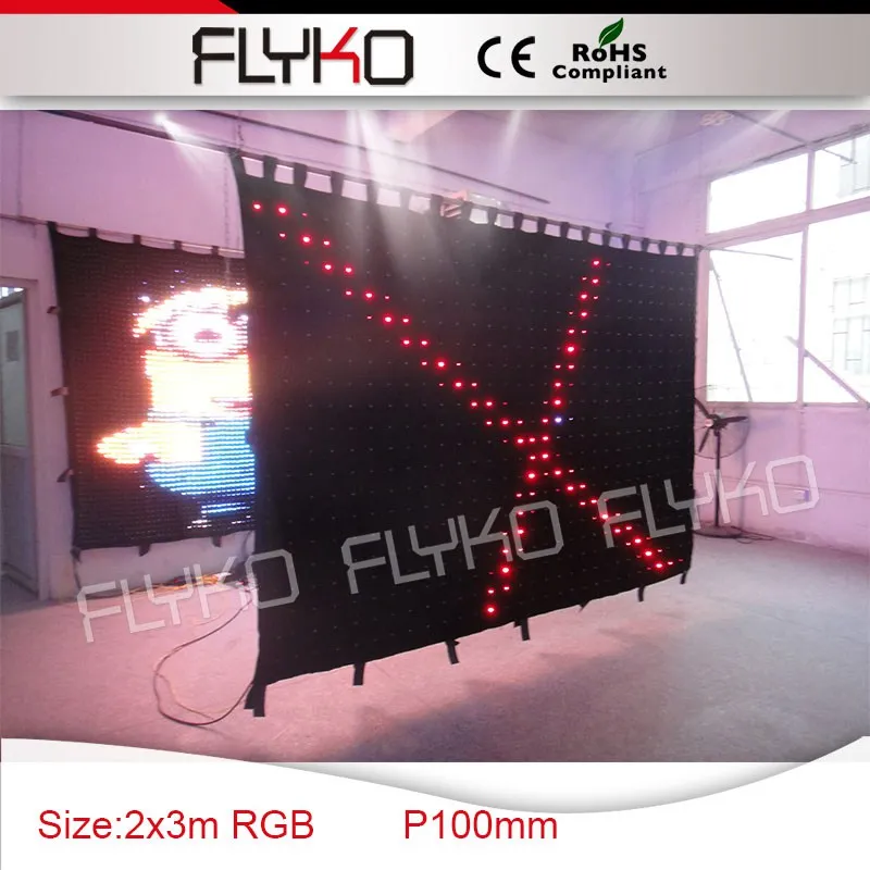 hot sale light flexible p10 led curtain display for stage back with factory price