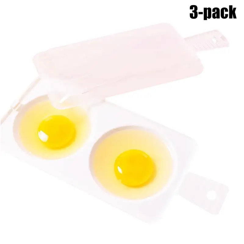 3pcs Useful Microwave Oven Two Egg Poacher Sandwich Breakfast Instant Cooker Kitchen Tool High Quality Random Color