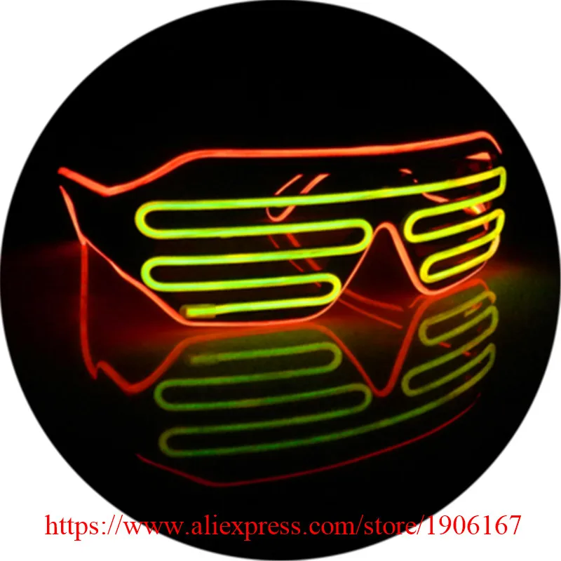 Double Color Led Luminous Party Glasses Light Up EL Wire Glasses Classic Gift DJ Club Stage Show Flashing Eyewear 5 Pcs/Lot