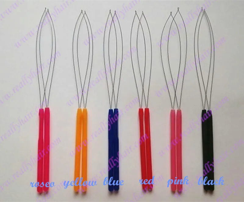 12 pieces /pack plastic hanle pulling loop threader micro ring tools / Nano ring Hair Extension Tools