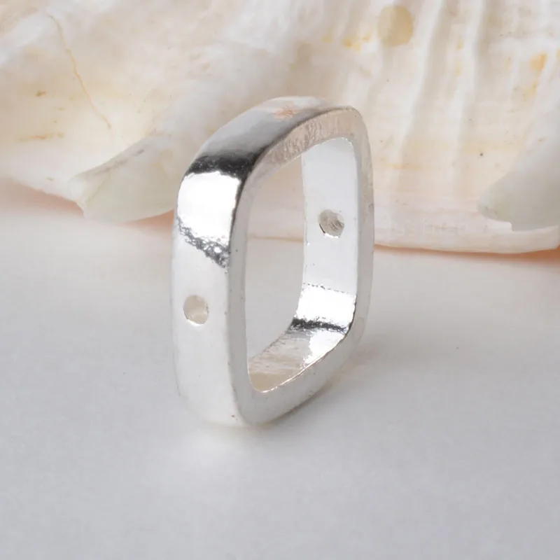 Solidna 925 sterling silver kwadratowa ramka z koralikami, spacer luźny koralik z 1mm otworem biżuteria akcesoria do elementów diy
