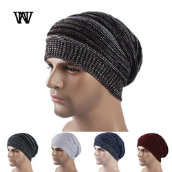 W paski Baggy Skullies czapki dla mężczyzn czapka zimowa damska na świeżym powietrzu Bonnet kapelusz kobiet miękkie ciepłe czapki z dzianiny dla chłopców TTM-CZX9