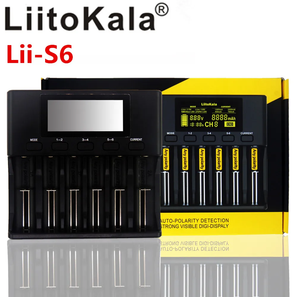 NEW 2021 Lii-S6 Liitokala Charger Self-Detection Battery Polarity For 18650 26650 18350 18340 li-ion Ni-MH batteries