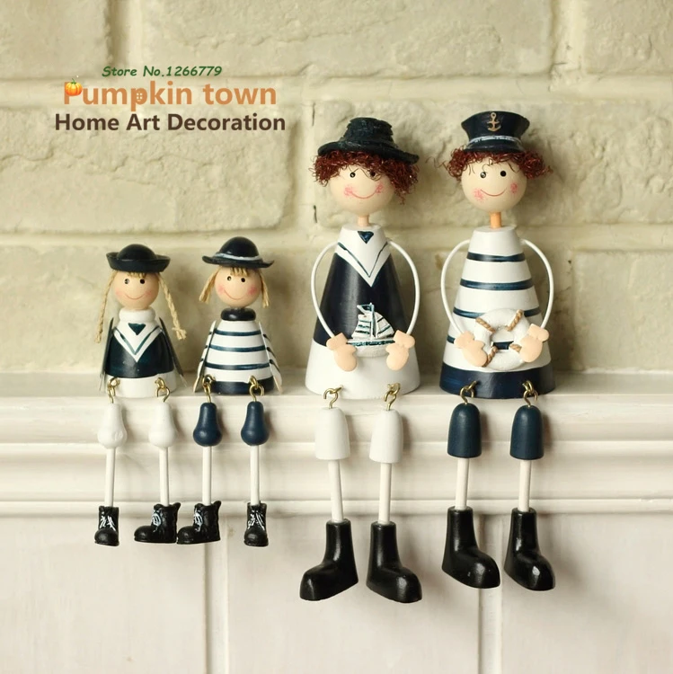 2018 NEW Lovely Mediterranean style A family of four  naval the hanging foot doll,Restaurant/home decoration/gifts for friends