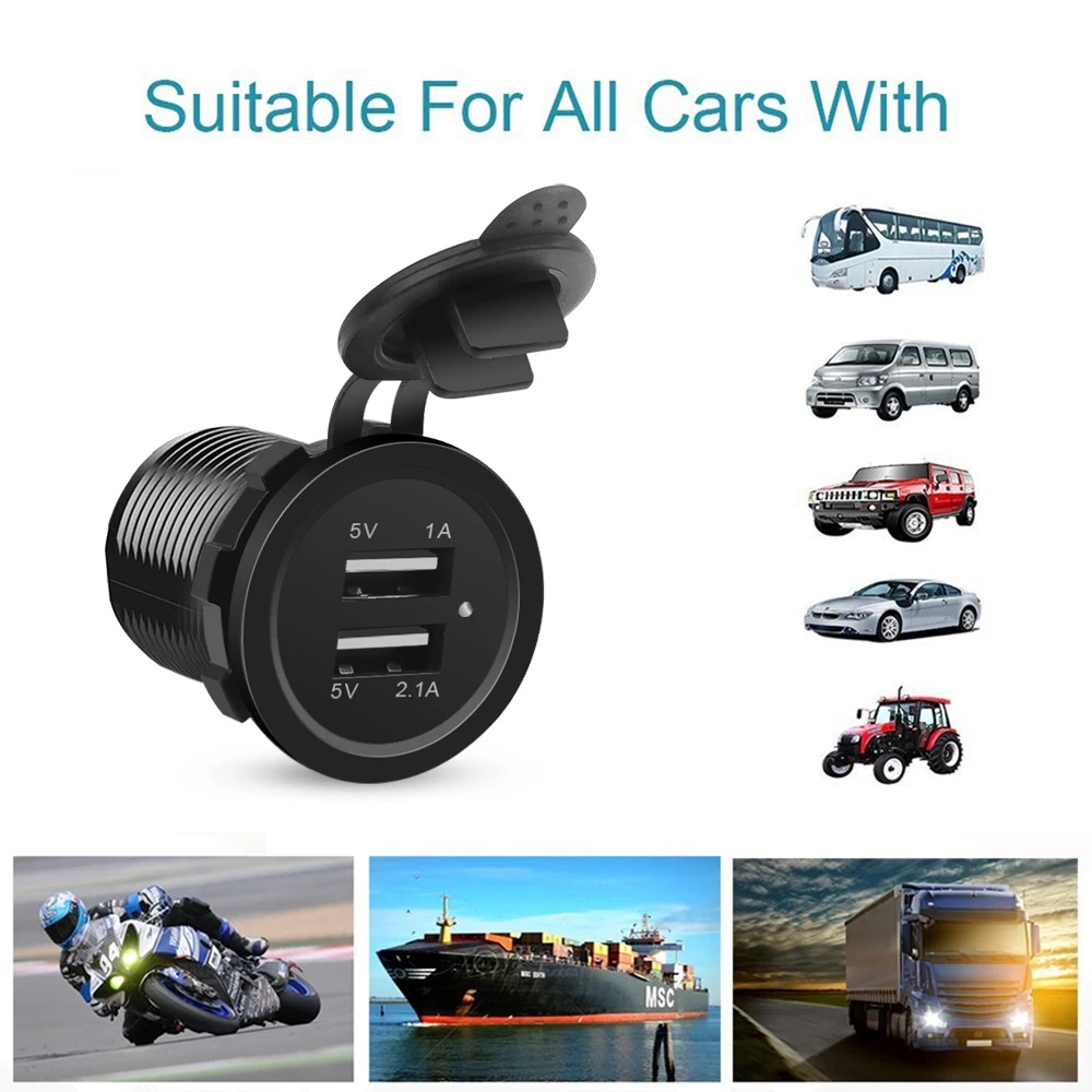 Dual 2 Port USB Car Truck Mini Charger Adapter for iPhone 7 Plus 6 5S 4s Huawei P10 Samsung Galaxy S8 S7 celular Black 12V Power