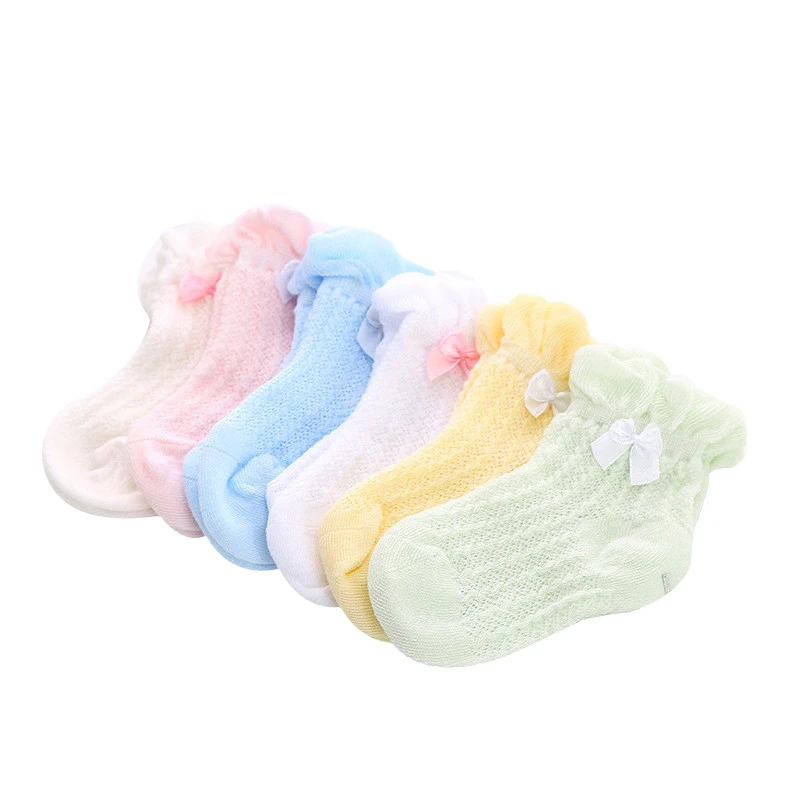 New Kids Socks Cute Bow Infant Baby Socks Boy Girl Casual Mesh Socks Children Cotton Socks 0-5 Years