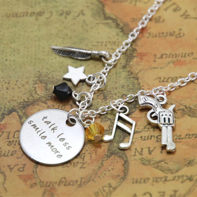 Talk Less Smile More Aaron Burr Alexander the Musical Inspired Lyrics Charm Necklace Silver Tone