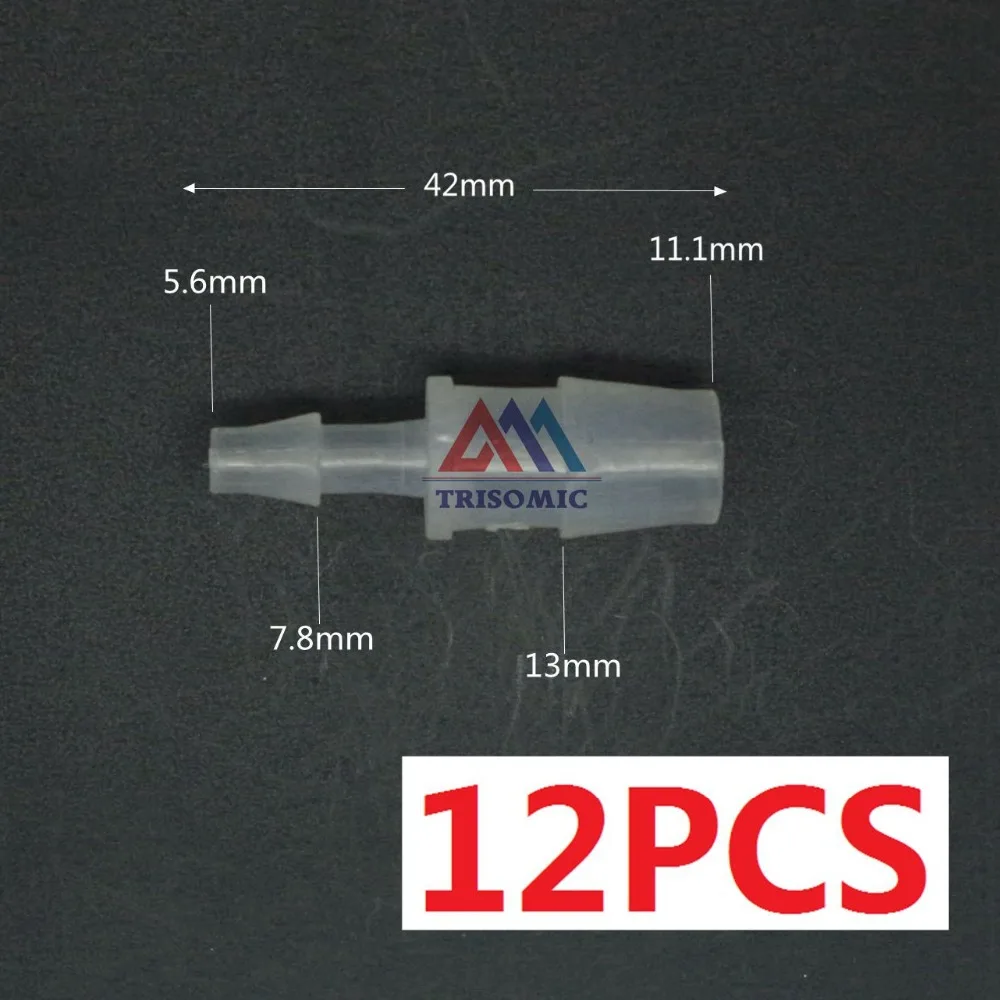 

12 pieces 11.1mm*5.6mm Straight Reducing Connector Plastic Fitting Barbed Reducing Connector