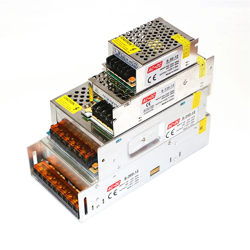 

AC100V 110V 220V to DC 12V 5A 10A 20A 30A Трансформаторы освещения 60W 120W 240W 360W Импульсный источник питания для светодиодных лент Драйвер светодиодной ленты