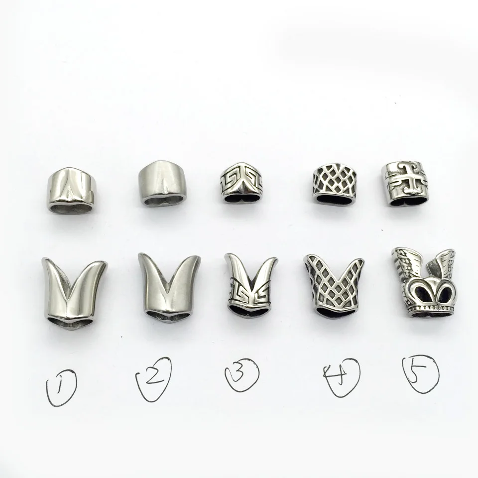 5*10mm Double Hole 316l Stainless steel Fish Tail Connectors Beads Jewelry Sets Charms For Leather Bracelet DIY Jewelry Findings