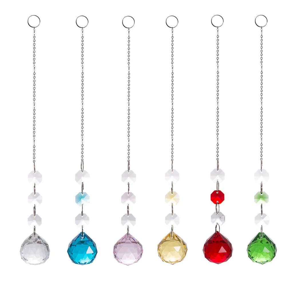 Crystal Ball Chandeliers Rainbow Suncatcher Decorations For Home Ornament Pendant DIY Accessories Party Garden Room Decor