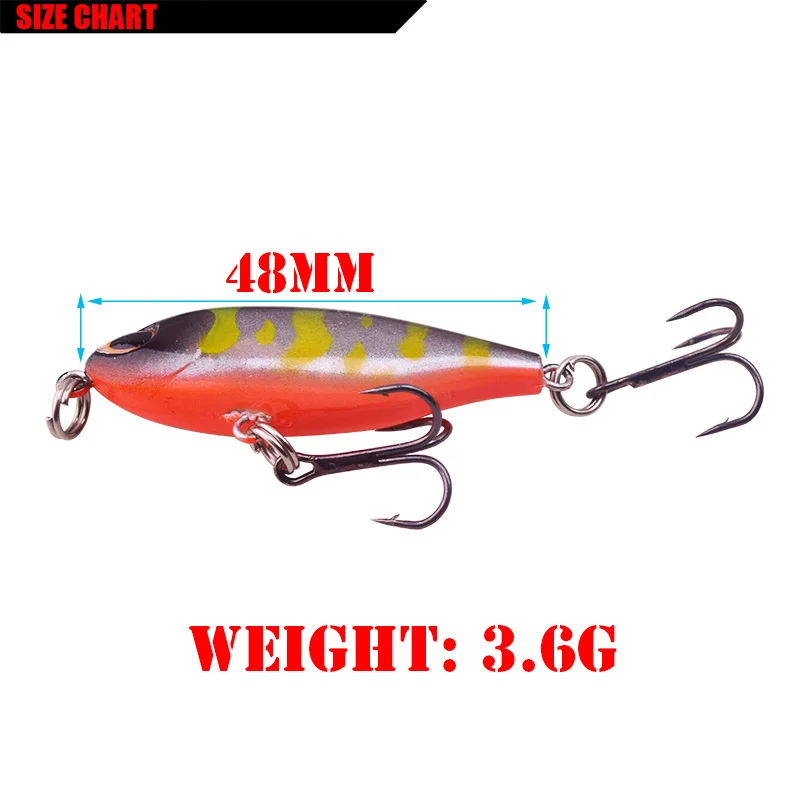 WDAIREN-señuelo de pesca Crankbait de 48mm y 3,6g, aparejos artificiales de manivela dura, carpas, lubinas, Wobblers, señuelos de peces Minnows de