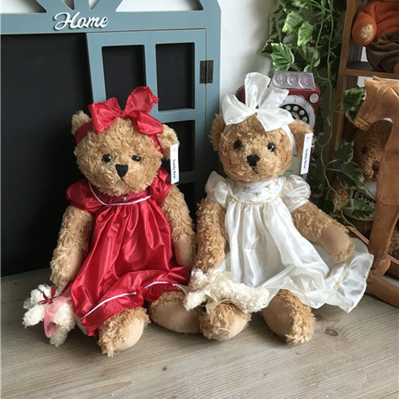 1PCS 36CM wear dress sweet teddy bear Stuffed Animals Plush Toys Teddy Bear Sleeping dolls birthday Christmas Gifts for Kids