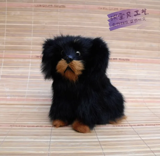 cute simulation Tibetan mastiff dog toy polyethylene & furs small black dog doll gift 13x10x13cm 1880