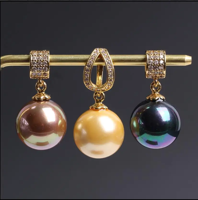 

fine jewelry Black Round t golden green champagne Pearl Pendant wholesale