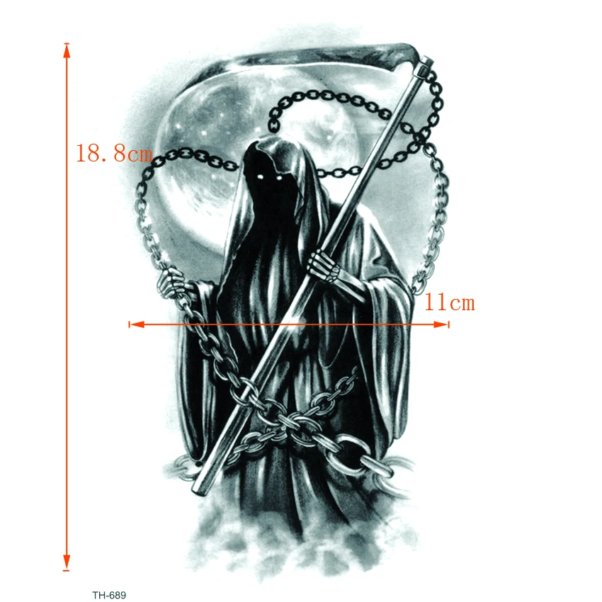 Grim Reaper Waterproof Temporary Tattoo Sticker Soul Reaper Tatoo Men Tattoo sleeve kids Tatuajes  Temporales Fake Tattoo