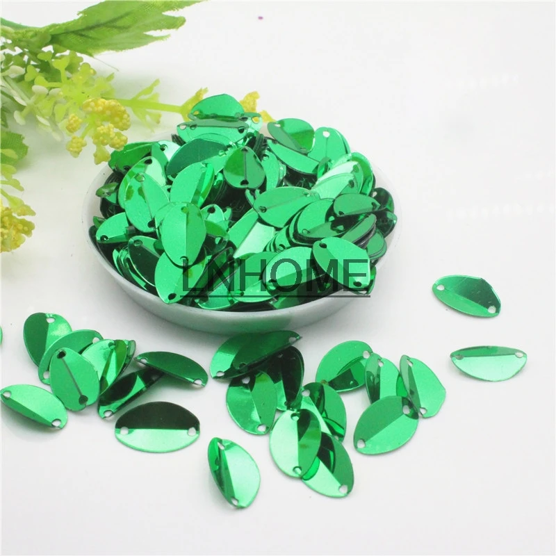 1000pcs 8*13mm Cup Oval Folded Sequins Horse Eyes Shape For Crafts Loose Paillettes Diy Wedding Sewing Accessories Green