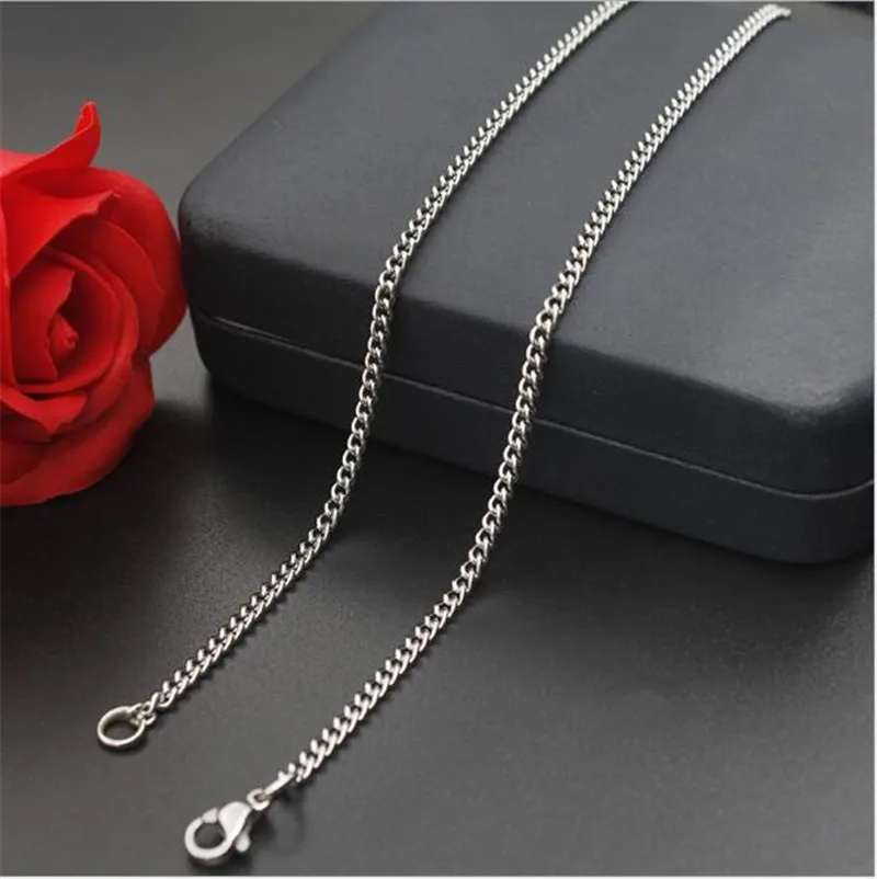 Cheap wholesale 1.9MM Stainless Steel Side Chain Necklace 18-24inches Fashion Gift Jewelry For Woman Fit Pendant drop shpping