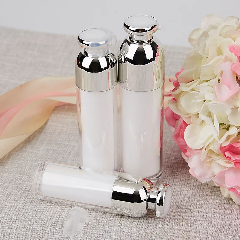 30ml 50ml 100ml Acrylic Vacuum Pump Bottles Makeup Cream Lotion Shampoo Airless Refillable Travel Cosmestic Containers 6pcs/lot