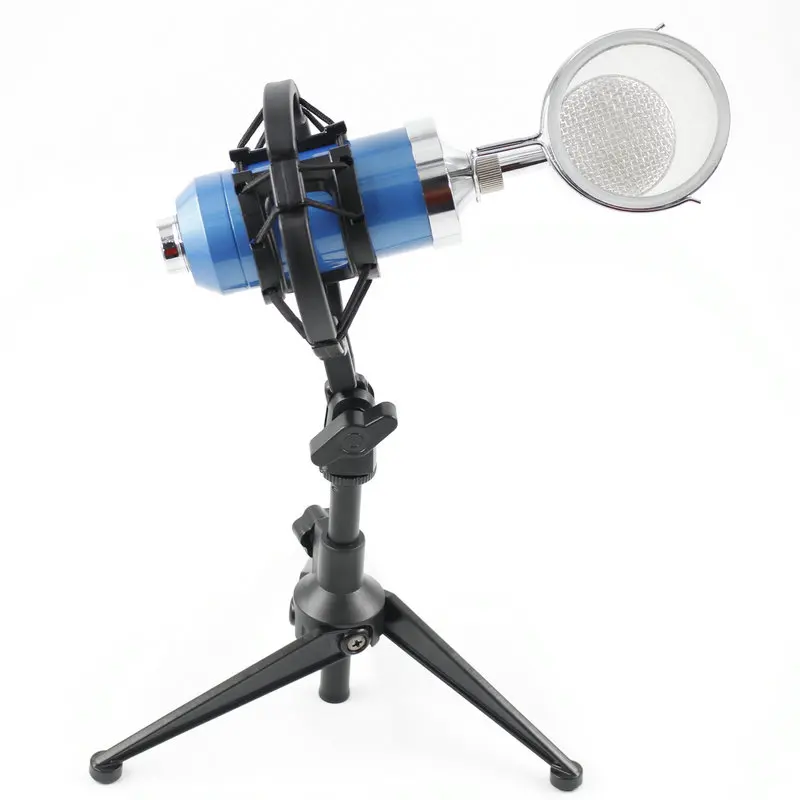 ميكروفون مكثف للتسجيل السلكي BM8000 مع قابس 3.5 ملم للصدمات للكمبيوتر + فلتر البوب + حامل سطح المكتب